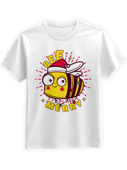 Koszulka Koszulka Męska Bee Merry Biała - Śmieszne T-Shirty z Nadrukami ?