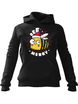 Bluza Męska z kapturem Bee Merry Czarna - Śmieszne gadżety z Nadrukami ?