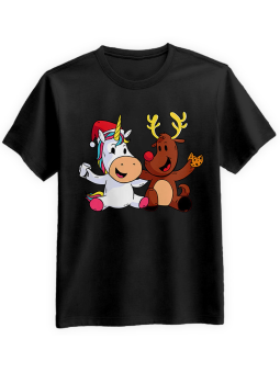 Koszulka Koszulka Męska Jednorożec i Reniferek Czarna - Śmieszne T-Shirty z Nadrukami ?