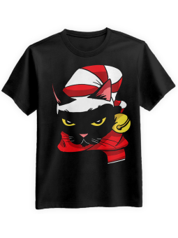 Koszulka Koszulka Męska Świąteczny Kot Czarna - Śmieszne T-Shirty z Nadrukami ?