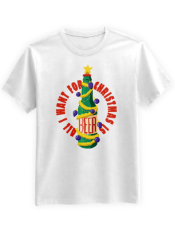 Koszulka Koszulka Męska Beer Christmas Biała - Śmieszne T-Shirty z Nadrukami ?