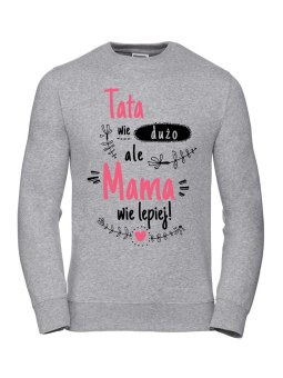 Bluza Damska Tata Wie Dużo, Ale Mama Wie Lepiej - Śmieszne T-Shirty z Nadrukami ?