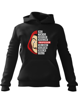 Bluza Damska z kapturem Dom z Papieru Team Czarna - Modna Odzież z Nadrukami ?