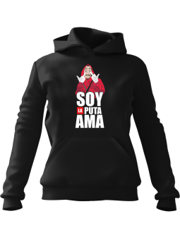 Bluza Damska z kapturem Dom z Papieru Soy La Puta Ama Czarna - Modna Odzież z Nadrukami ?