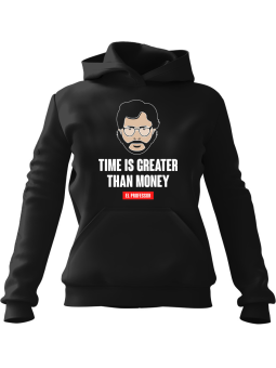 Bluza Męska z kapturem Time is Greater Then Money Czarna - Śmieszne T-Shirty z Nadrukami ?