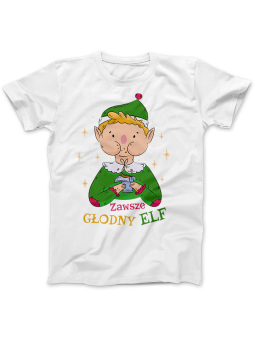 Koszulka Koszulka Damska Zawsze Głodny Elf Biała - Śmieszne T-Shirty z Nadrukami ?