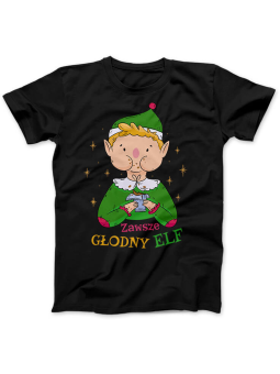 Koszulka Koszulka Damska Zawsze Głodny Elf Czarna - Śmieszne T-Shirty z Nadrukami ?