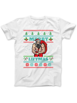 Koszulka Koszulka Damska Merry Liftmas Biała - Śmieszne T-Shirty z Nadrukami ?