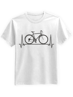 Koszulka Koszulka Męska Rowerzysty Heartbeat Bike Biała - Prezent na Dzień Dziadka ?