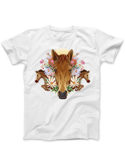 Koszulka Koszulka Damska Floral Horses Biała - idealna dla fanów koni