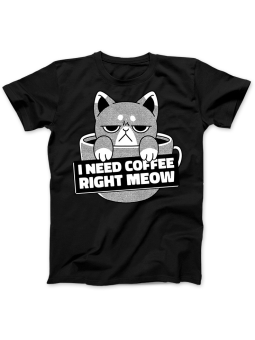 Koszulka Koszulka Damska I Need Coffee Right Meow Czarna - Dla Fanów Kawy