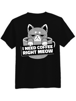 Koszulka Koszulka Męska I Need Coffee Right Meow Czarna - Do Pracy