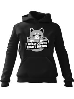 Bluza Męska z kapturem I Need Coffee Right Meow - Dla Fanów Kawy