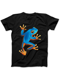 Koszulka Koszulka Damska Koszulka Blue Tree Frog Czarna - Żaba Idealna Na Codzień