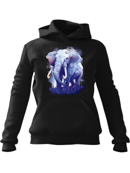 Bluza Damska z kapturem Colorful Elephant Czarna - Colorful Elephant Słoń