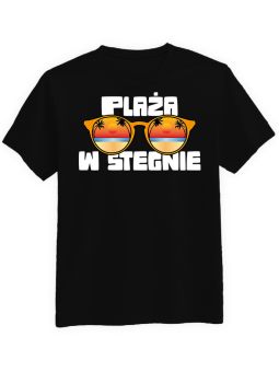 Koszulka Koszulka Męska Stegna Okulary Plaża Czarna - Stegna Plaża Koszulka