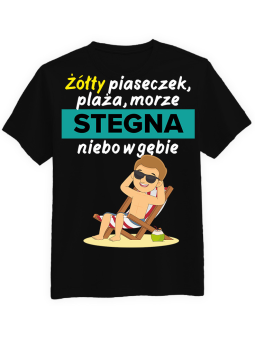 Koszulka Koszulka Męska Piaseczek Plaż Morze Stegna Czarna - Stegna Plaża Koszulka