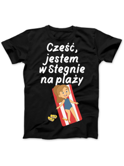 Koszulka Koszulka Damska Koszulka Plaża Stegna Leżak Czarna - Stegna Plaża Koszulka