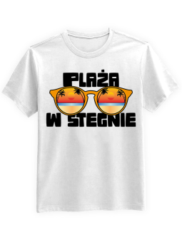 Koszulka Koszulka Męska Stegna Okulary Plaża Biała - Stegna Plaża Koszulka