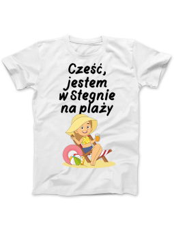 Koszulka Koszulka Damska Koszulka Plaża Stegna Leżak II Biała - Stegna Plaża Koszulka