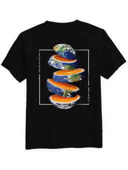 Koszulka Koszulka Męska Orange Earth Czarna - Ziemia Planeta