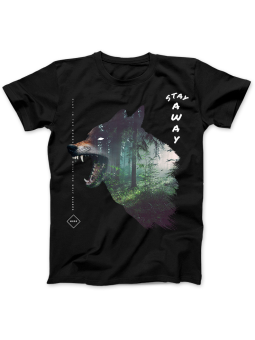 Koszulka Koszulka Damska Wolf Stay Away Czarna - Wilk Zwierzęta