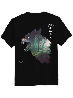 Koszulka Koszulka Męska Wolf Stay Away Wilk Czarna - Wilk Zwierzęta