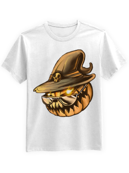 Koszulka Koszulka Męska Sunglasses Pumpkin Biała -Hallowen Dynia