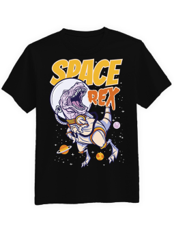 Koszulka Koszulka Męska Space Rex Czarna - Dinozaur Zwierzęta