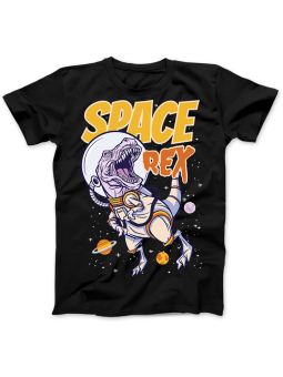 Koszulka Koszulka Damska Space Rex Czarna - Dinozaur Zwierzęta