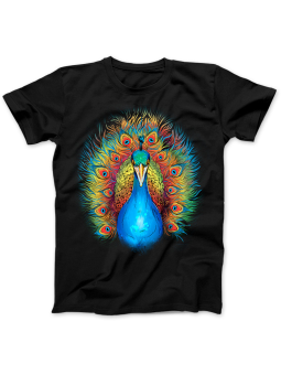 Koszulka Koszulka Damska Peacock Colorful Pride Czarna - Paw Zwierzęta