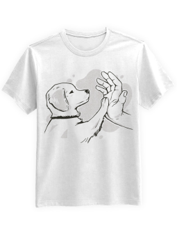 Koszulka Koszulka Męska Hand Paw Dog Biała - Pies Psy Zwierzęta