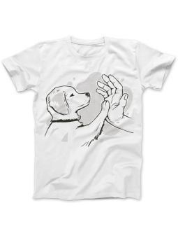 Koszulka Koszulka Damska Hand Paw Dog Biała - Pies Psy Zwierzęta