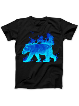 Koszulka Koszulka Damska Bear Animal On Fire Czarna - Niedźwiedź Zwierzęta