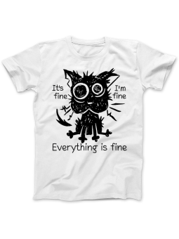 Koszulka Koszulka Damska Stressed Cat Biała - kot zwierzęta zabawne