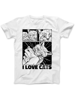 Koszulka Koszulka Damska Love Cats Biała - kot zwierzęta zabawne