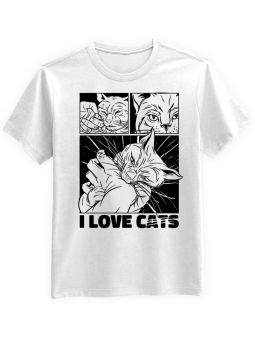 Koszulka Koszulka Męska Love Cats Biała - kot stres zabawna