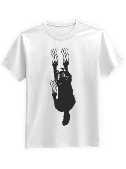 Koszulka Koszulka Męska Spadający Kot Biała - zwięrzęta kot