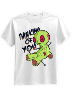 Koszulka Koszulka Męska Myślę o Tobie Voodoo Biała - dla zakochanych prezent