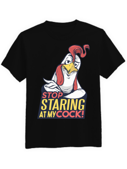 Koszulka Koszulka Męska Stop Staring  Czarna - ptak zwierzęta kogut