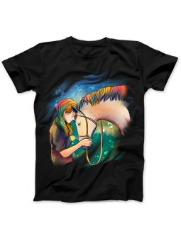 Koszulka Koszulka Damska Horse Girl Czarna - konie koń zwierzęta