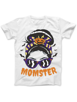 Koszulka Koszulka Damska Momster Halloween Biała - Koszulka Dla Mamy Halloween