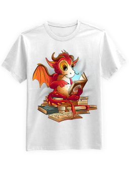 Koszulka Koszulka Męska Czytający Smok Biała - książki czytanie smok