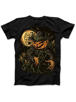 Koszulka Koszulka Damska Straszna Dynia Czarna - halloween dynia