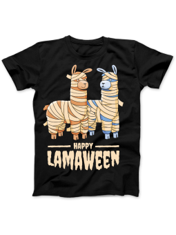 Koszulka Koszulka Damska LamaWeen Czarna - halloween dynia