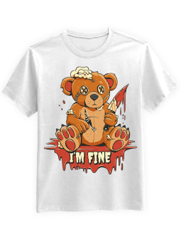 Koszulka Koszulka Męska Teddy I'M Fine Biała - książki czytanie smok