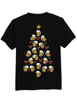 Koszulka Koszulka Męska Świąteczna Piwna Choinka Czarna - Śmieszne T-Shirty z Nadrukami ?