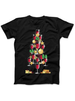 Koszulka Koszulka Damska Świąteczna Choinka z Wina Czarna - Dziadek Do Orzechów Święta