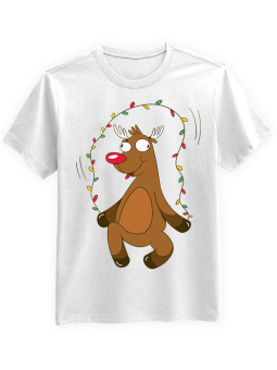 Koszulka Koszulka Męska Śmieszny Świąteczny Renifer  Biała - piwo święta mikołaj