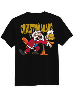 Koszulka Koszulka Męska Pijany Mikołaj  Czarna - piwo święta mikołaj